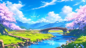 白云湖水小桥