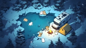 线条小狗之雪天露营