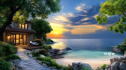 护眼夕阳别墅湖畔