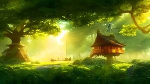 唯美治愈阳光森林树屋