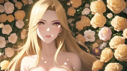 花丛中的金发美女