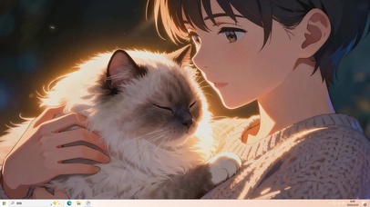 可爱猫咪与男孩桌面主题