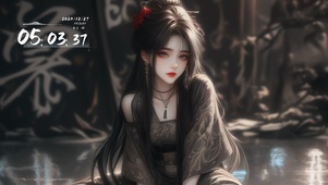 4k古风湖边少女