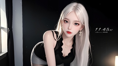 性感黑丝白发御姐风美女