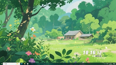 护眼绿景树木房屋桌面主题