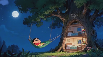 夜晚吊床摇曳小新