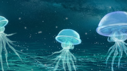 梦幻星河水母星空插画