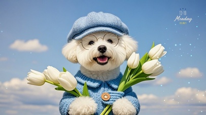 花漾壁纸|举花小狗