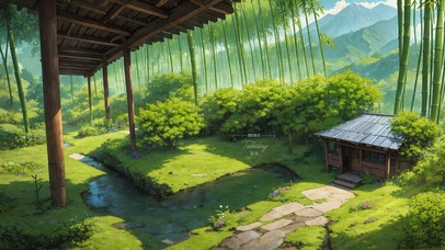 4K护眼竹林小屋