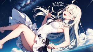 4K 治愈星空下玩水的少女