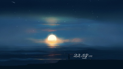 治愈唯美望月少女