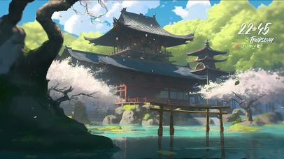 古风治愈河边茶楼