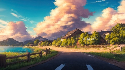 4k夏日黄昏海边村落