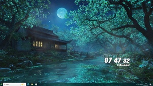 古风护眼绿景树木河流主题