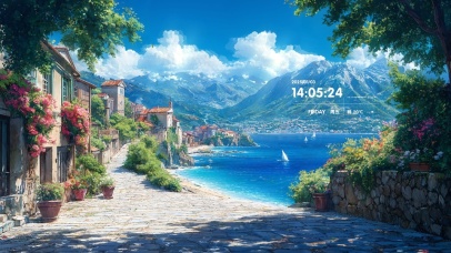 午后海边小镇街道