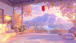 夕阳桃花古镇