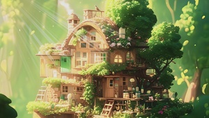 治愈小屋AI插画
