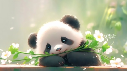 可爱花朵熊猫