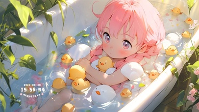 4k 浴缸泡泡女孩