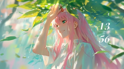 绿叶阳光雨女孩