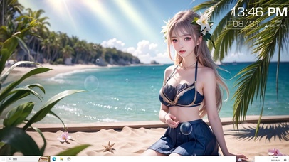 沙滩美少女 银发泳装美女