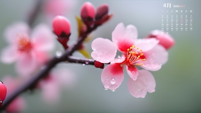 雨中桃花（真实日历）