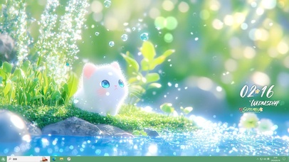 护眼溪边小白猫