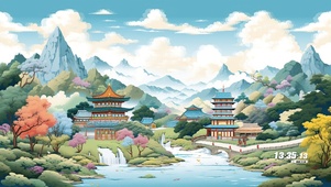 中式山水插画