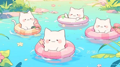 可爱泳圈猫猫
