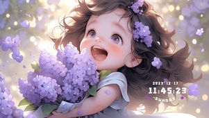花丛中的小女孩