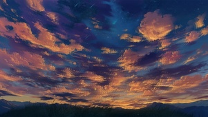 唯美山野夕阳