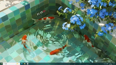 池塘一角绣球花