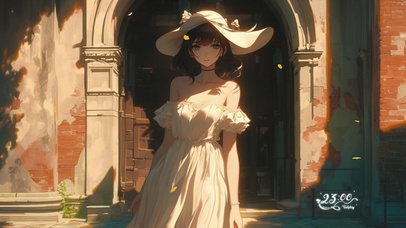 4K 古建筑前的女孩