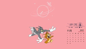 猫和老鼠简约壁纸（带星球时钟）