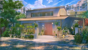 阳光下的静谧小屋