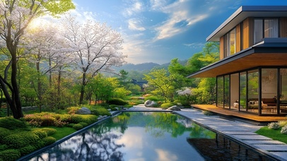 护眼户外别墅水池