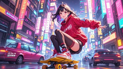 滑板少女