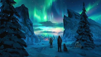 （免费）4K 唯美冬日极光夜景