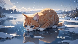 冰面小猫