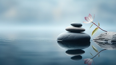 简约禅意水中石