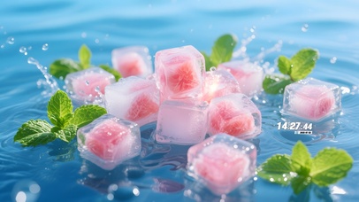 小清新水面冰块