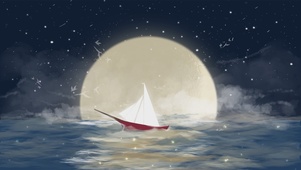 小清新大海圆月星空