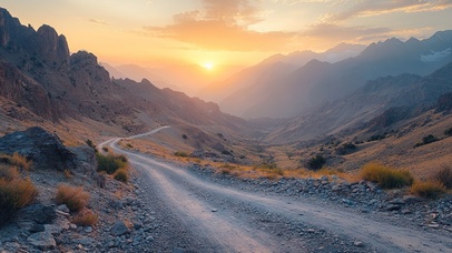 岩石山脉山中小径