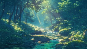 绿色护眼森林溪流