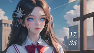 治愈校服蓝眼少女