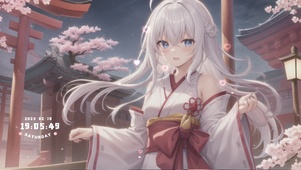 唯美白色桃花少女