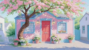 治愈粉色系窗外