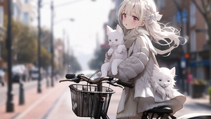女孩与小猫