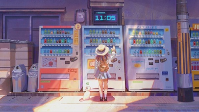 贩卖机前的女孩