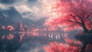 唯美樱花湖